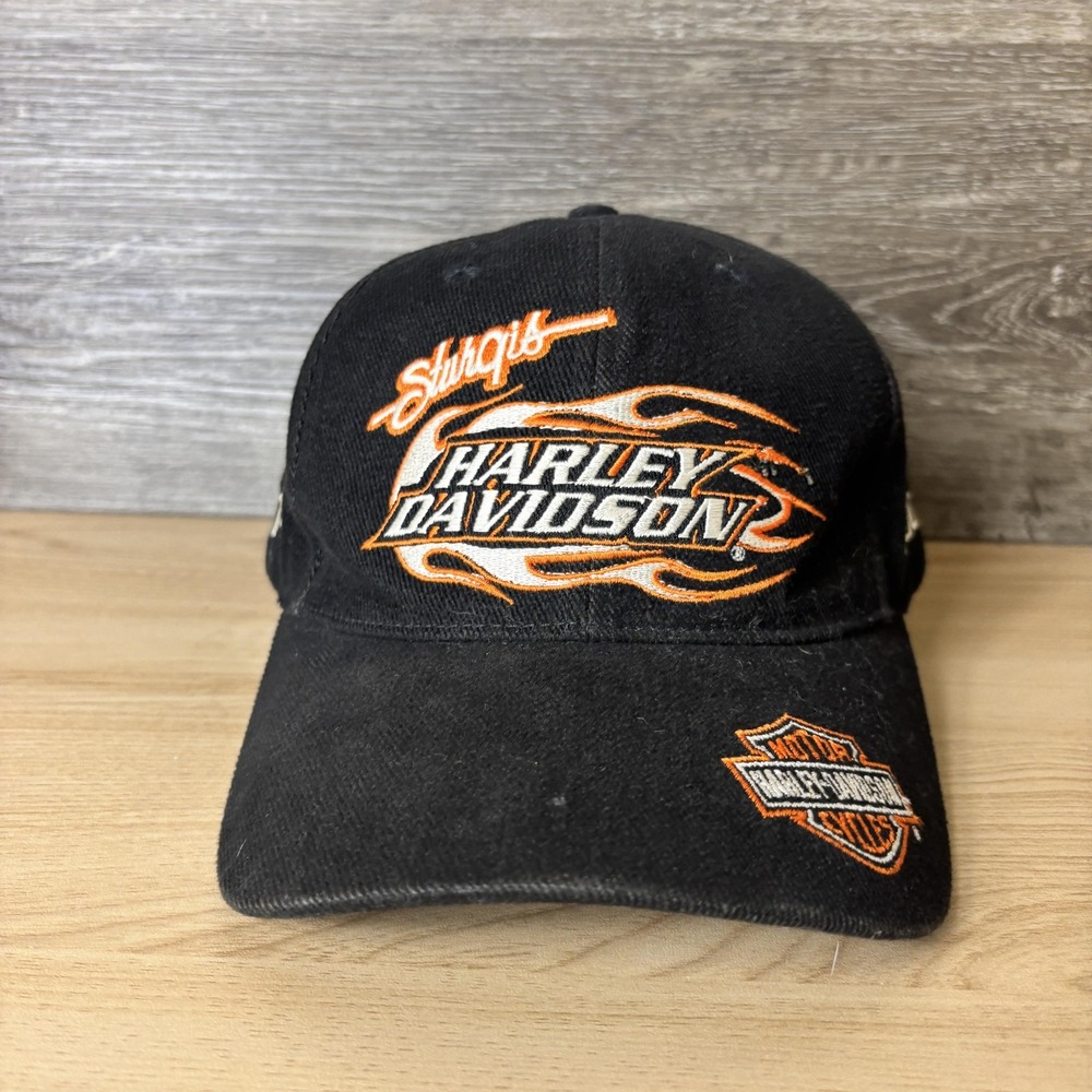 VINTAGE Harley Davidson Hat Cap Strap Back Sturgis Black Hills Rally Mens 00s